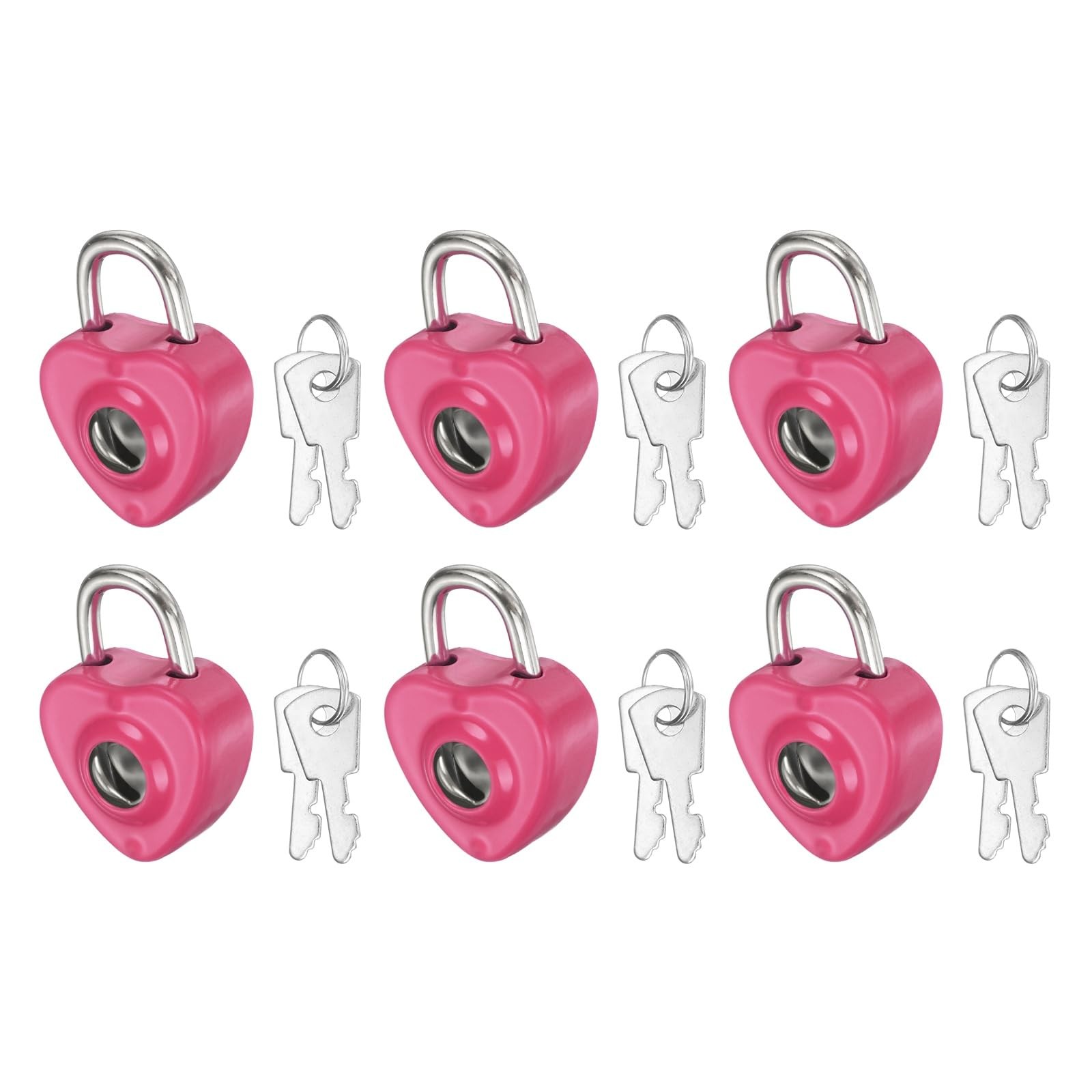6Pcs Mini Diary Padlock, Small Metal Heart Shaped Lock Mini Keyed Padlocks wi...