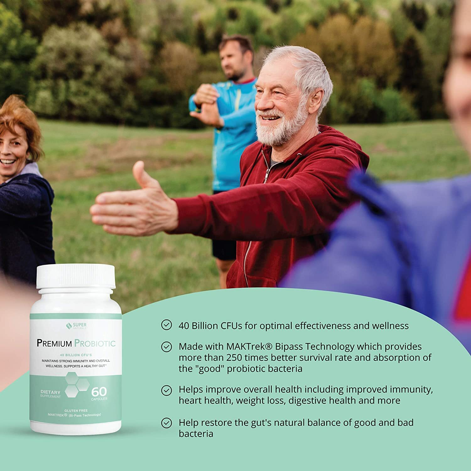 Premium Probiotic - 40 Billion CFU - Made with MAKTrek Bipass Technology