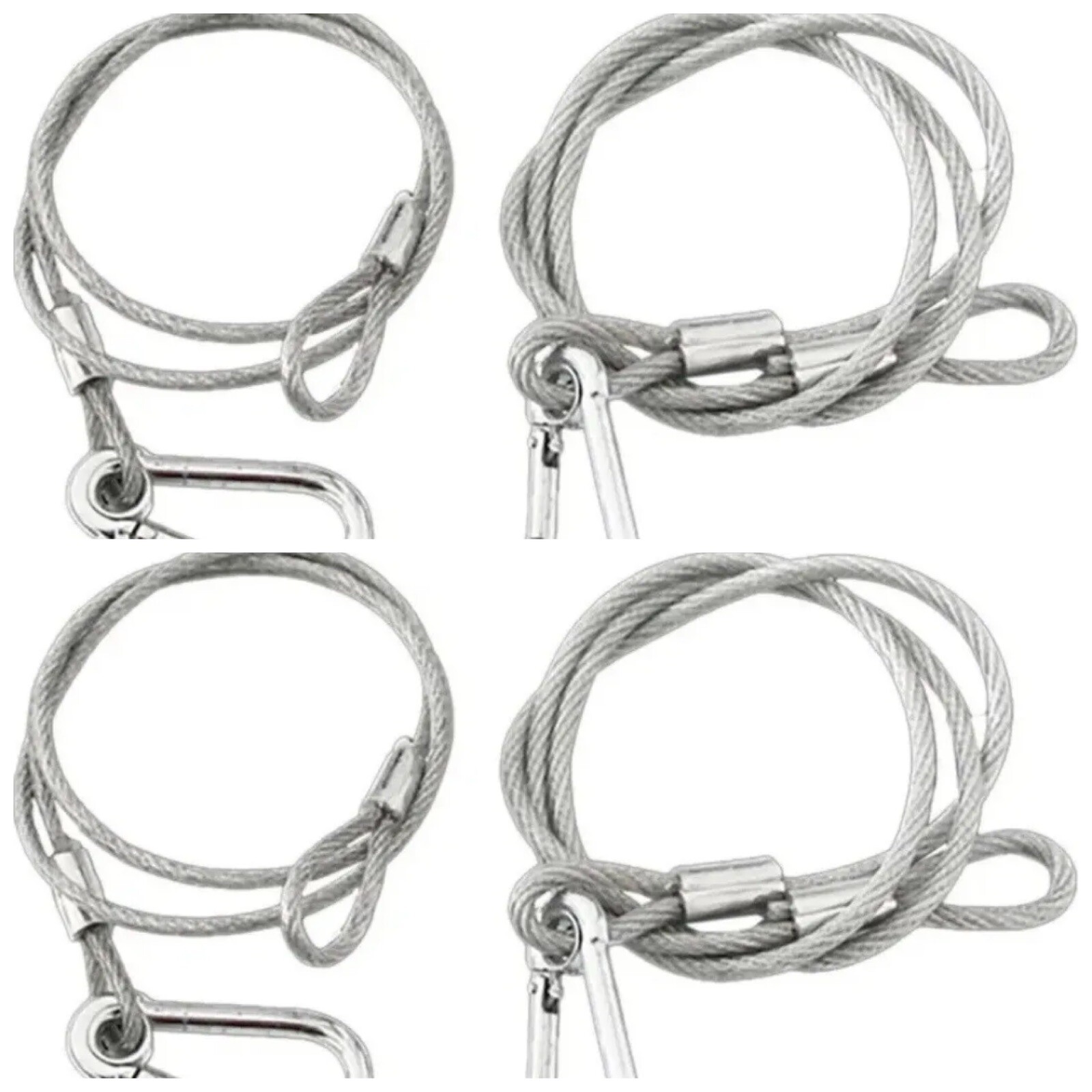 Stage Light Safety Cables 47”, Stainless Steel Security Cable.Multi Use/4PCS SET