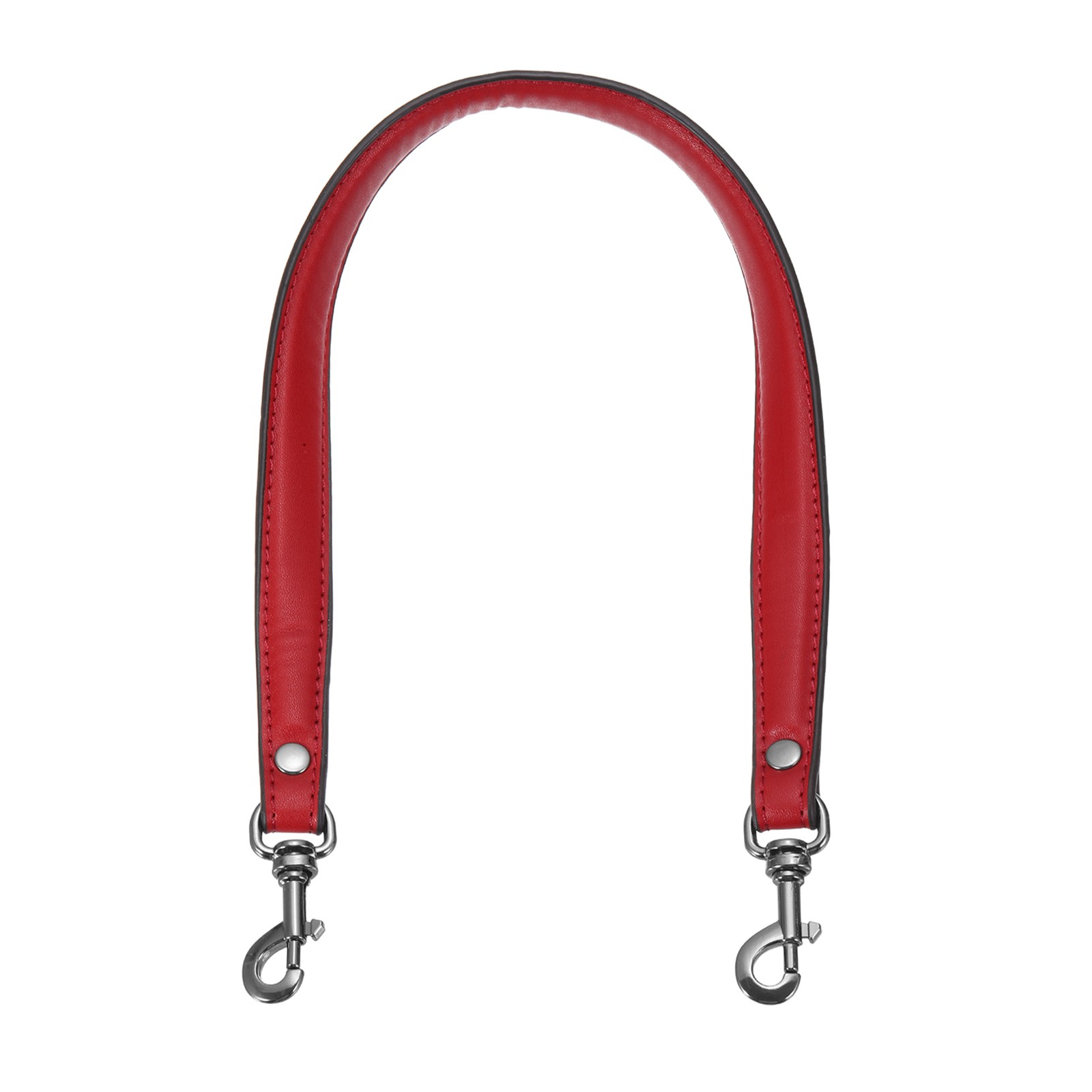 22.8" Leather Purse Strap, Purse Handle Replacement, Dark Red/Metallic Black