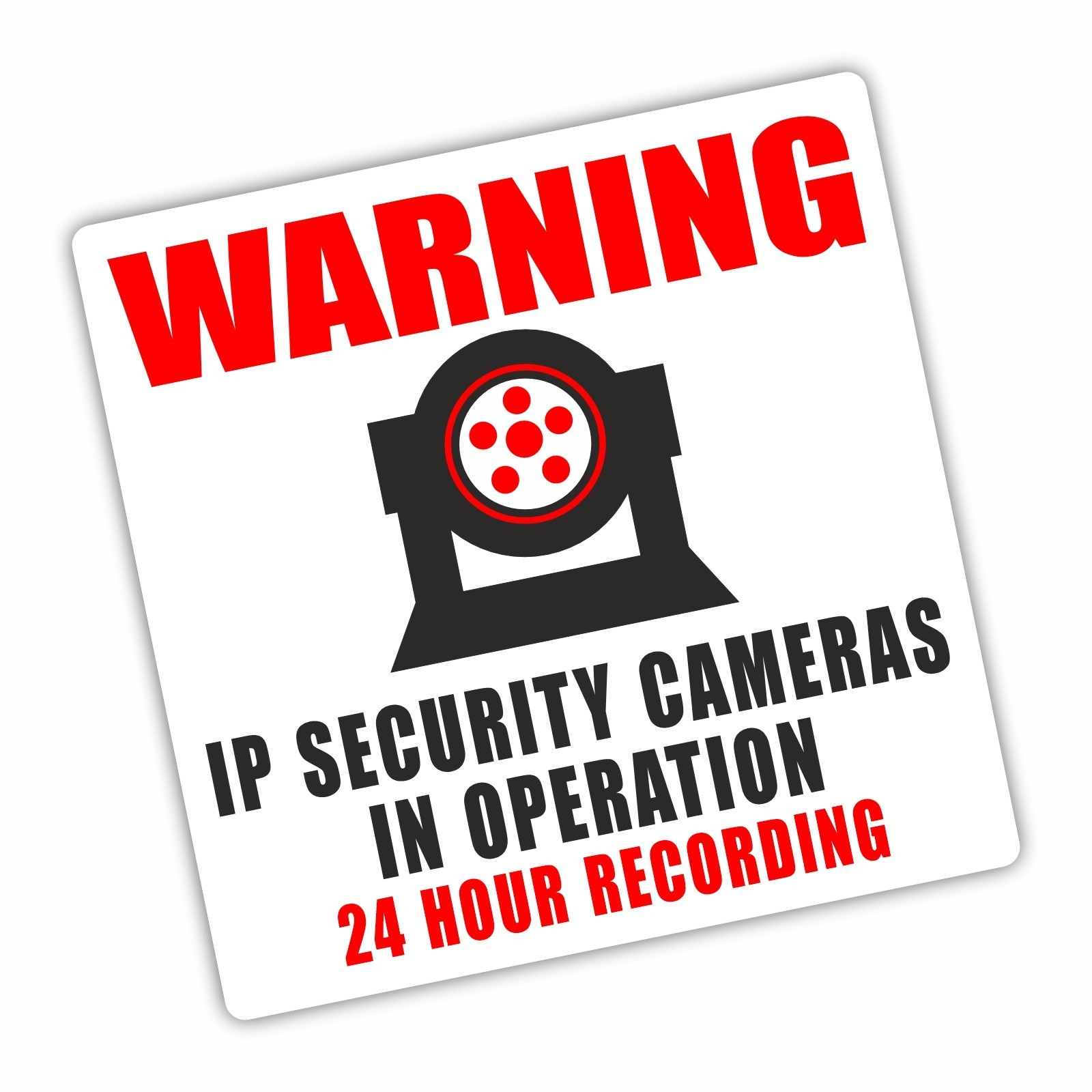 1 x IP Camera Security in Operation Sign 24 Hour Surveillance Stickers CCTV