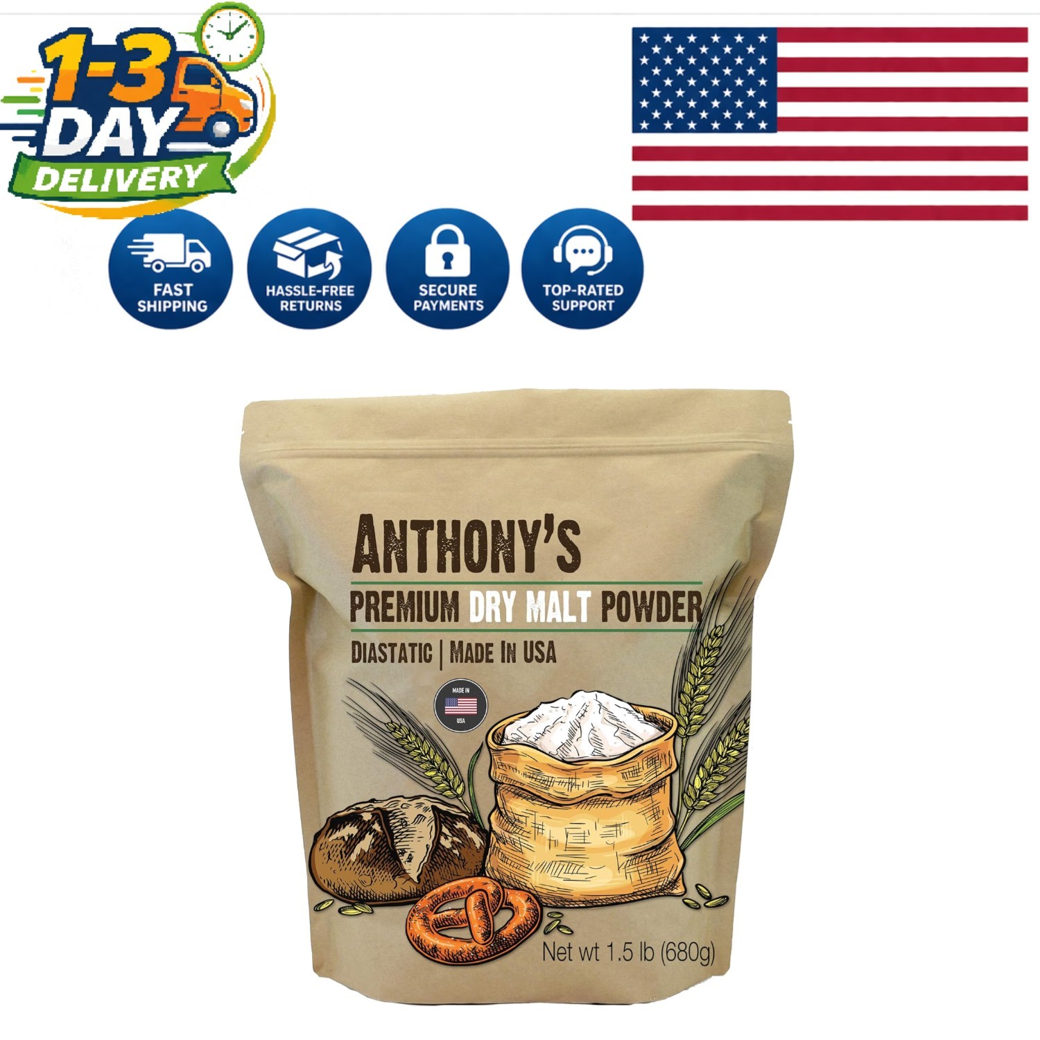 Craft Superior Breads with 1.5 lb Diastatic Dry Malt Powder - Non-Irradiated