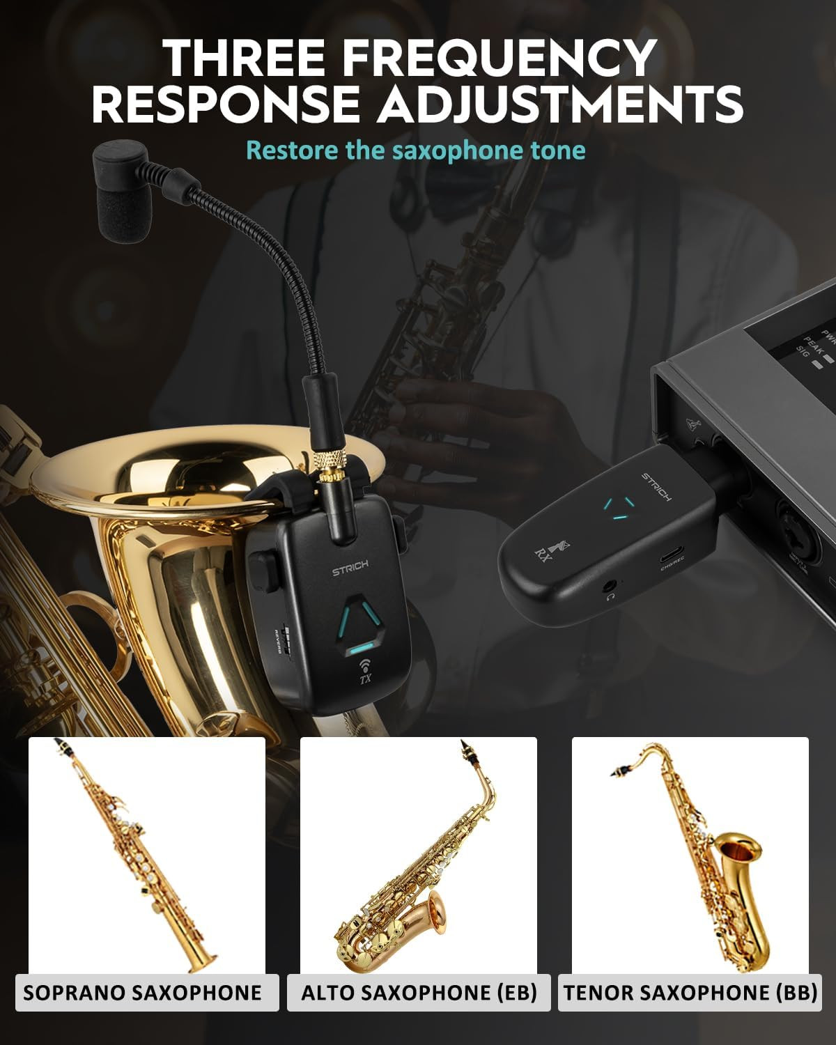 UHF Rechargeable Wireless Instrument Microphone System with Clip-On Transmitter