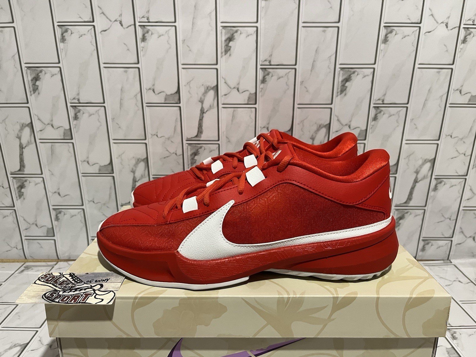 New Nike Zoom Freak 5 TB Basketball Shoes Giannis Red White Mens Kobe KD
