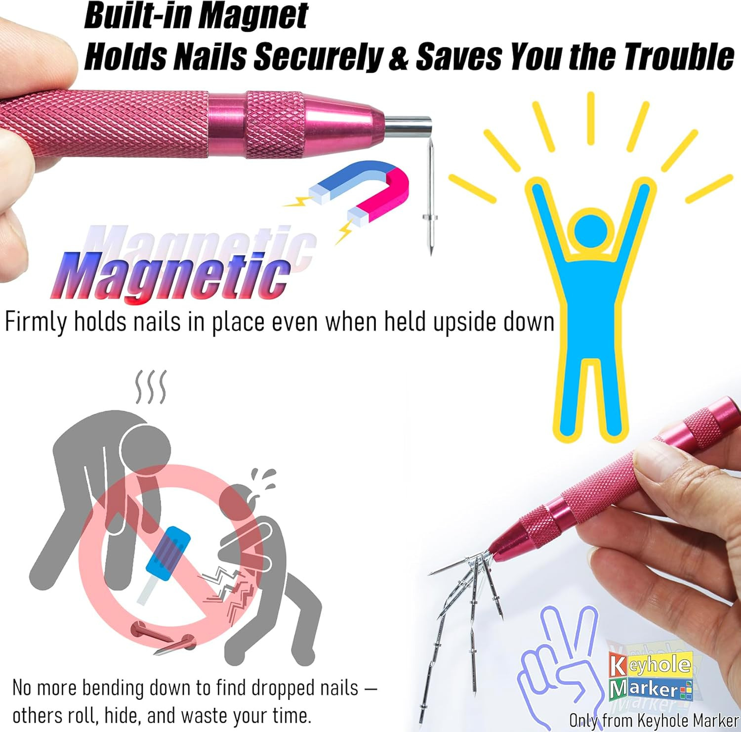 Quick Picture Hanging Tool Kit with Magnetic Handle & Level – Secure on Drywall/