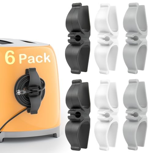 Cord Organizer for Kitchen Appliances-6 Pack, Appliance 2*Black+2*White+2*Grey