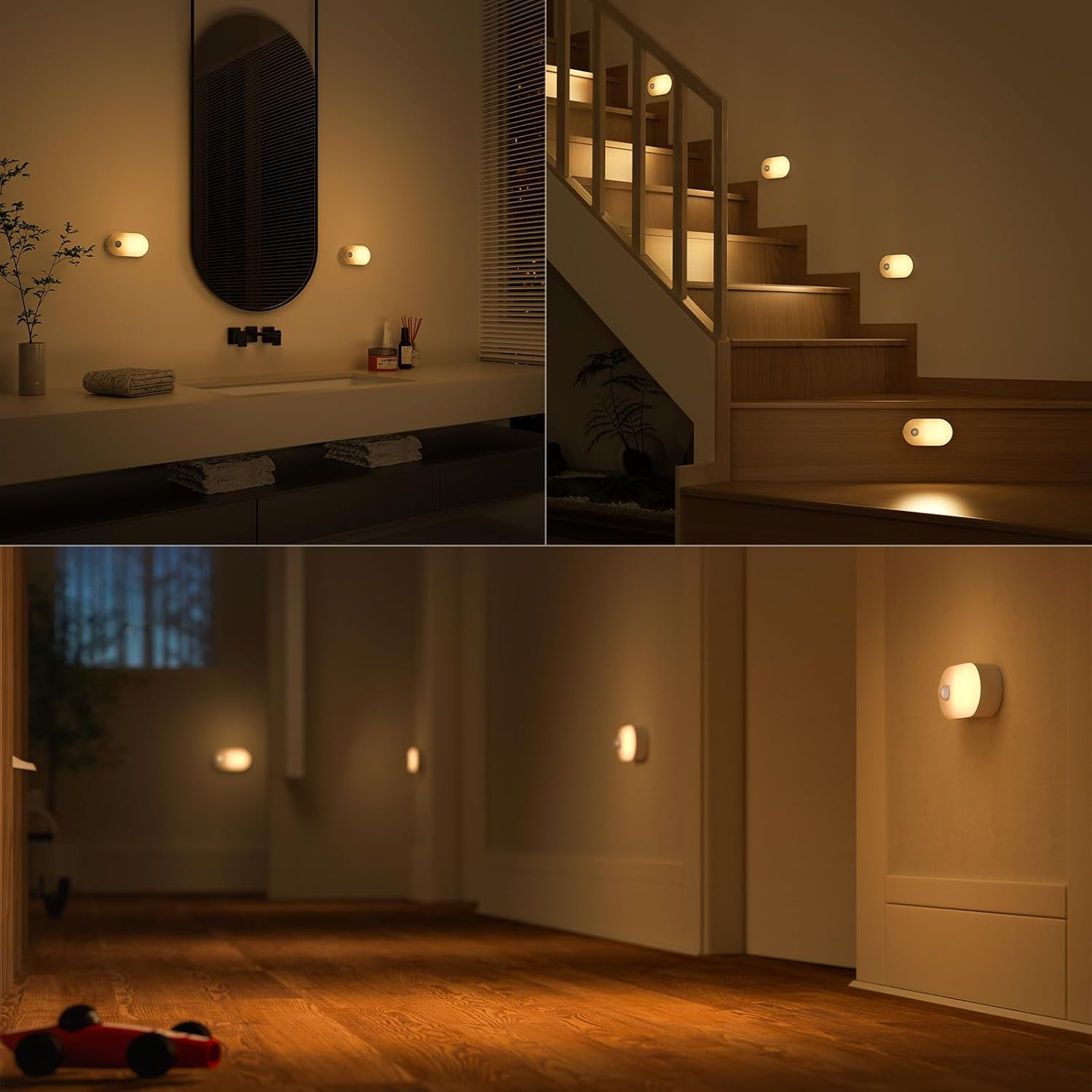Lyridz Rechargeable Battery Night Light with Motion Sensor, Portable Mini Warm W