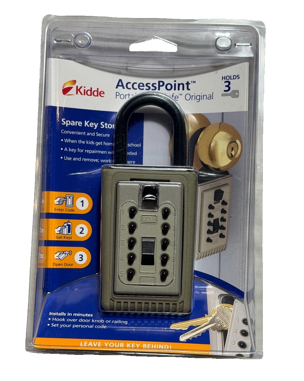Kidde AccessPoint KeySafe Original Portable 3 Key Push Button Lock Box 001166