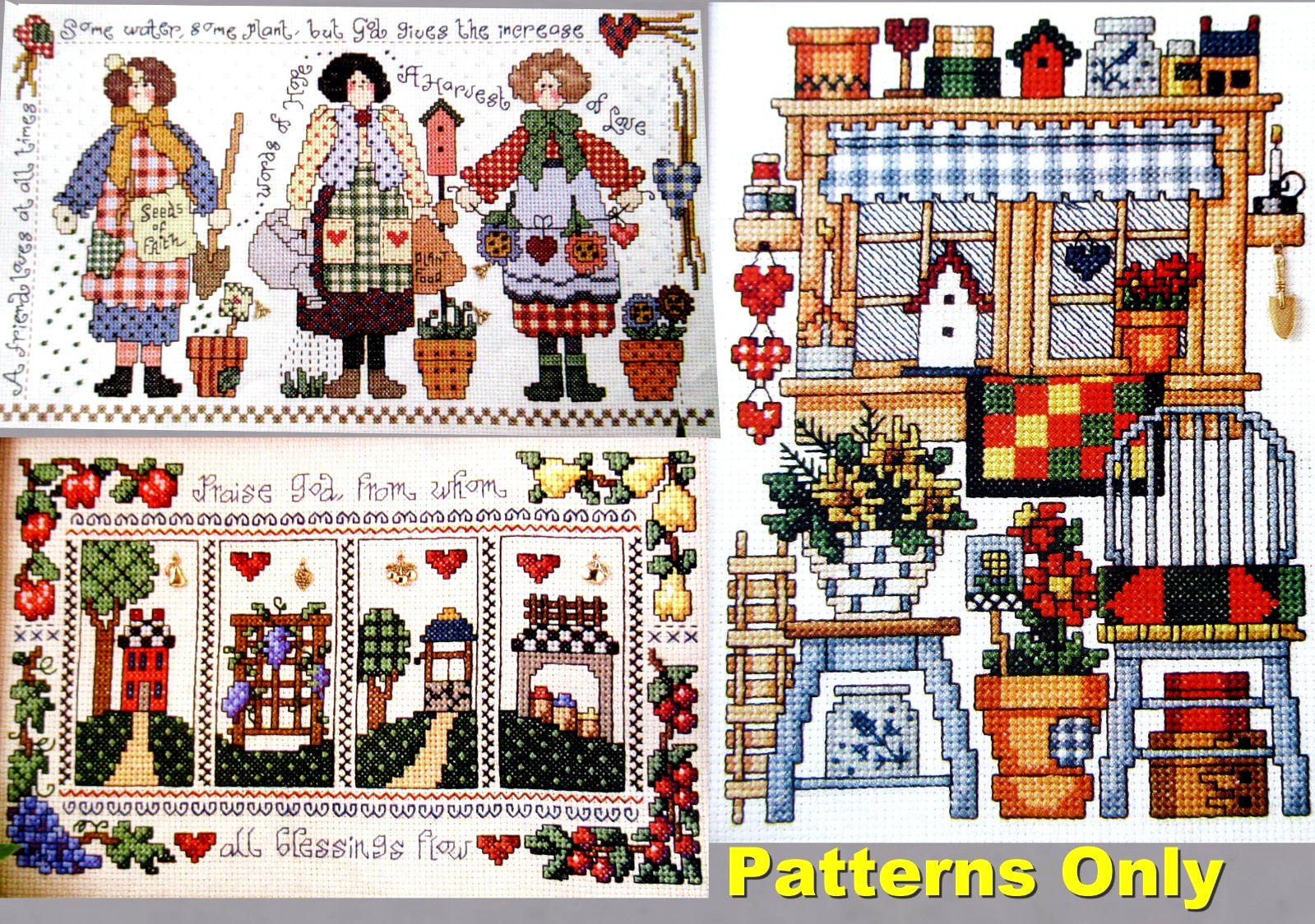 Friendship Gardeners All Blessings Flow Spring Windows CROSS STITCH PATTERNS