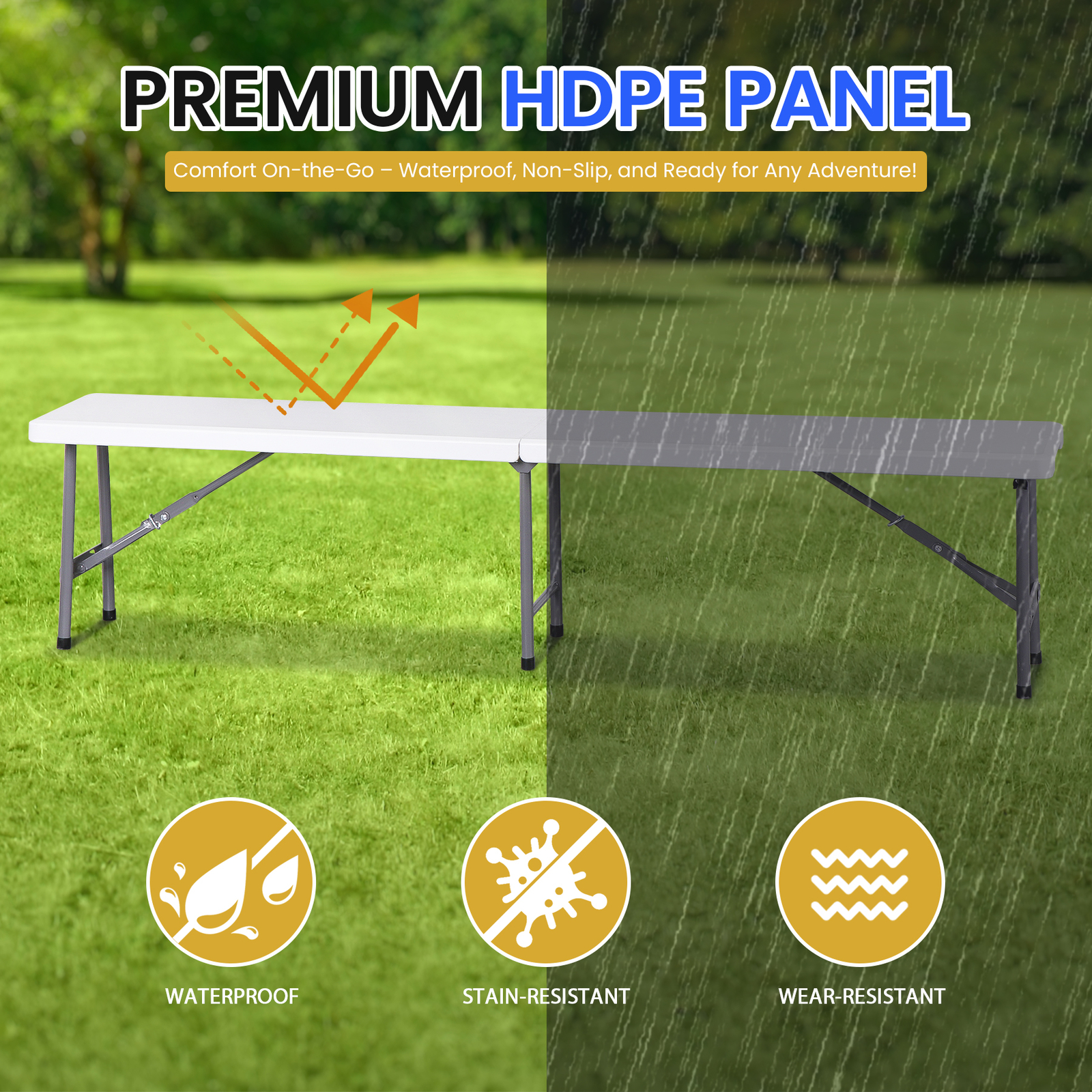 Folding Bench 6FT Plastic Folding Bench with Handles for Party Camping Picnic