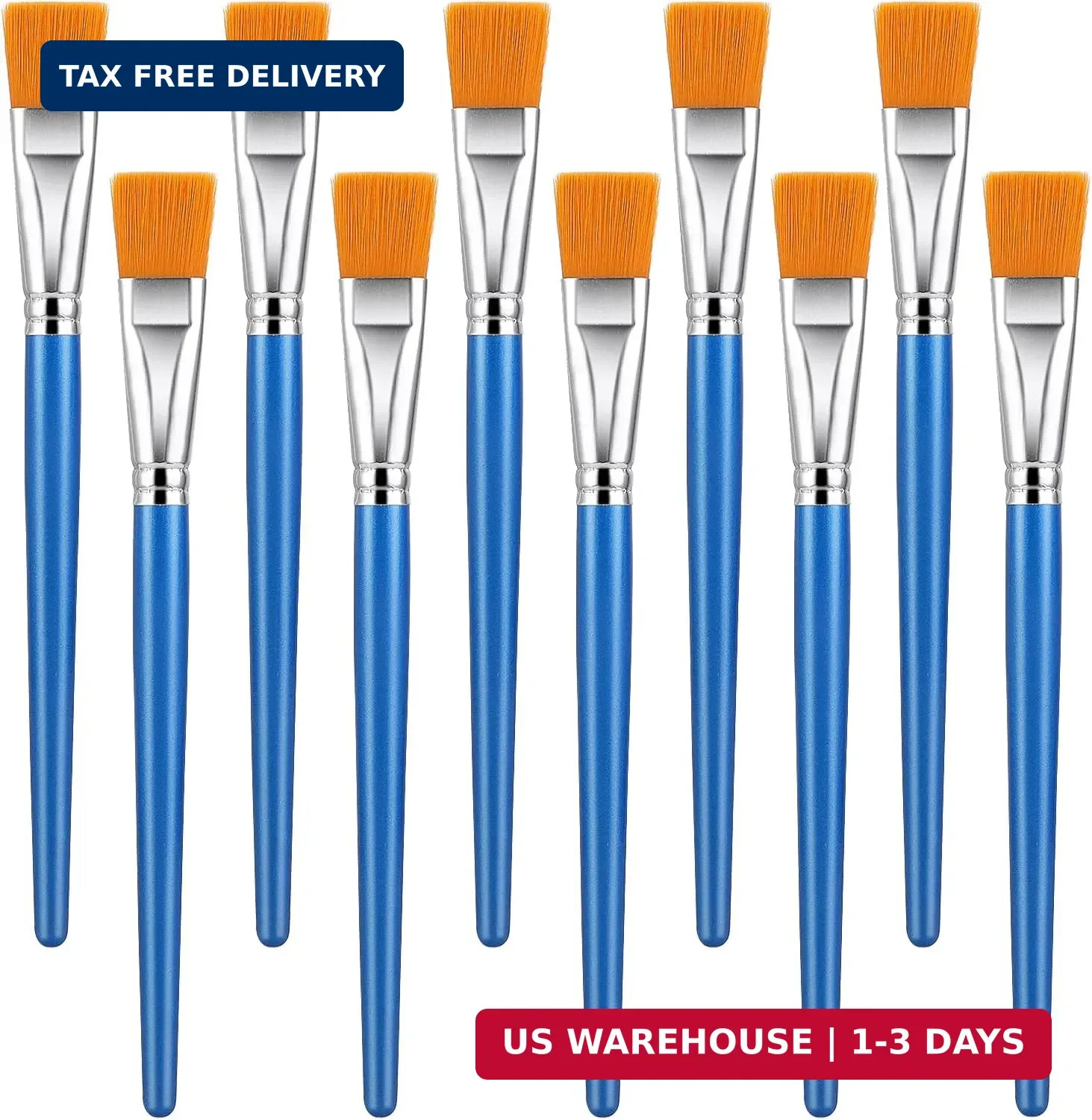 10 Pcs Flat Paint Brushes for Acrylic Painting, 1 Inch Art Paint Brushes Artist