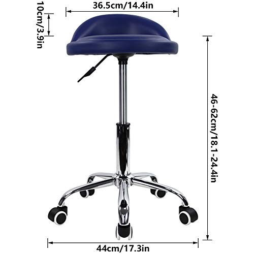PU Leather Round Rolling Stool with Back Rest Height Adjustable Swivel