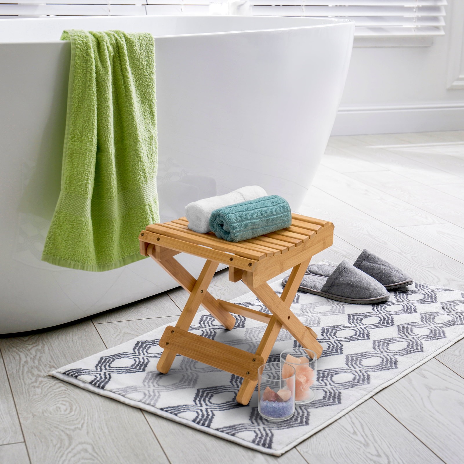 Sorbus Bamboo Folding Step Stool Bench, Natural,NEW PRODUCT EXPLOSION