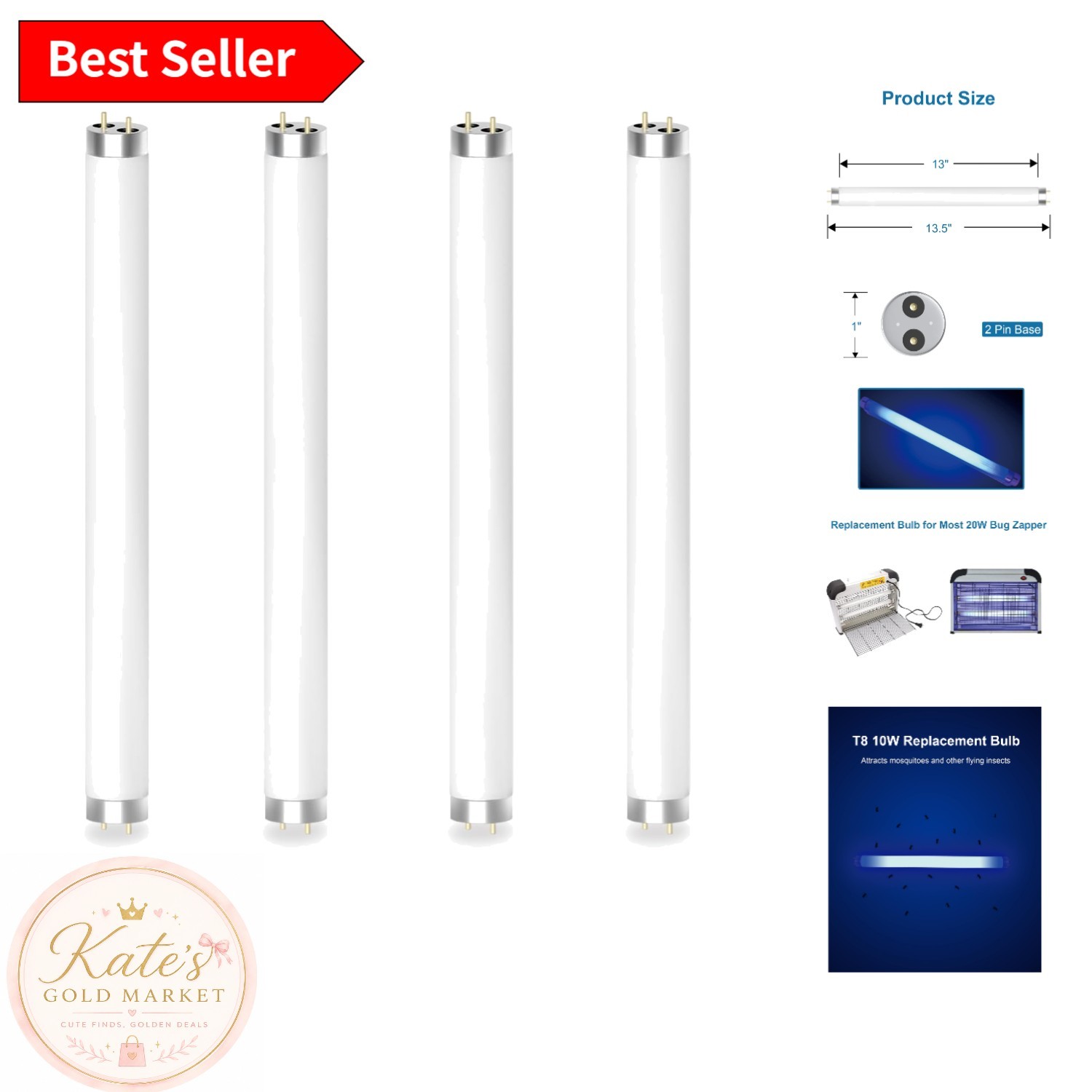 Long-Lasting 10W Bug Zapper Bulbs - 4 Pack for Mosquito & Insect Elimination