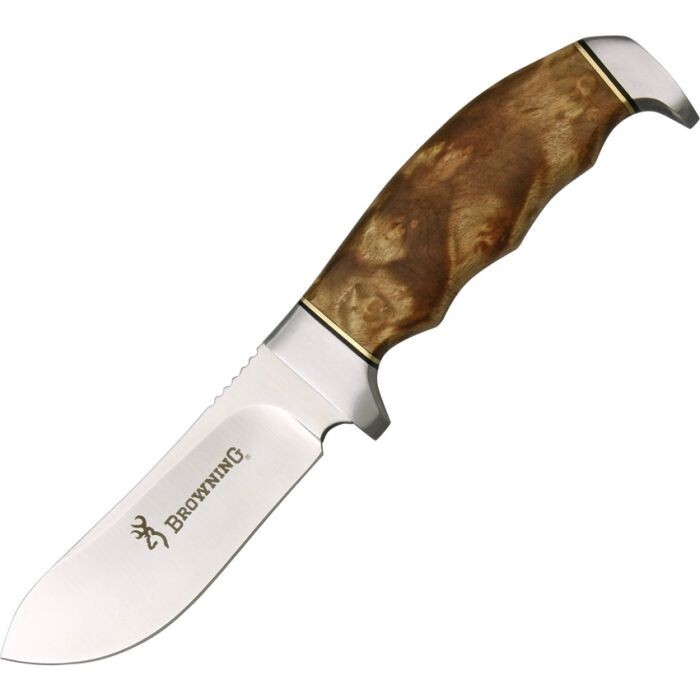 Browning Fixed Knife 3.75" Stainless Steel Skinner Blade Burl Wood Handle 526