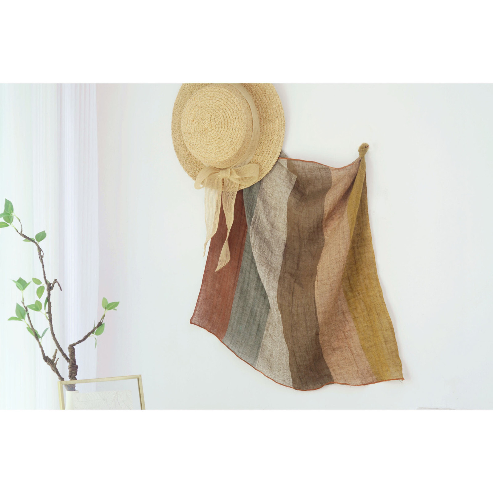 Womens Multicolor 100% Flax Linen Bandana Neck Wrap Neckerchief Shawl Scarf