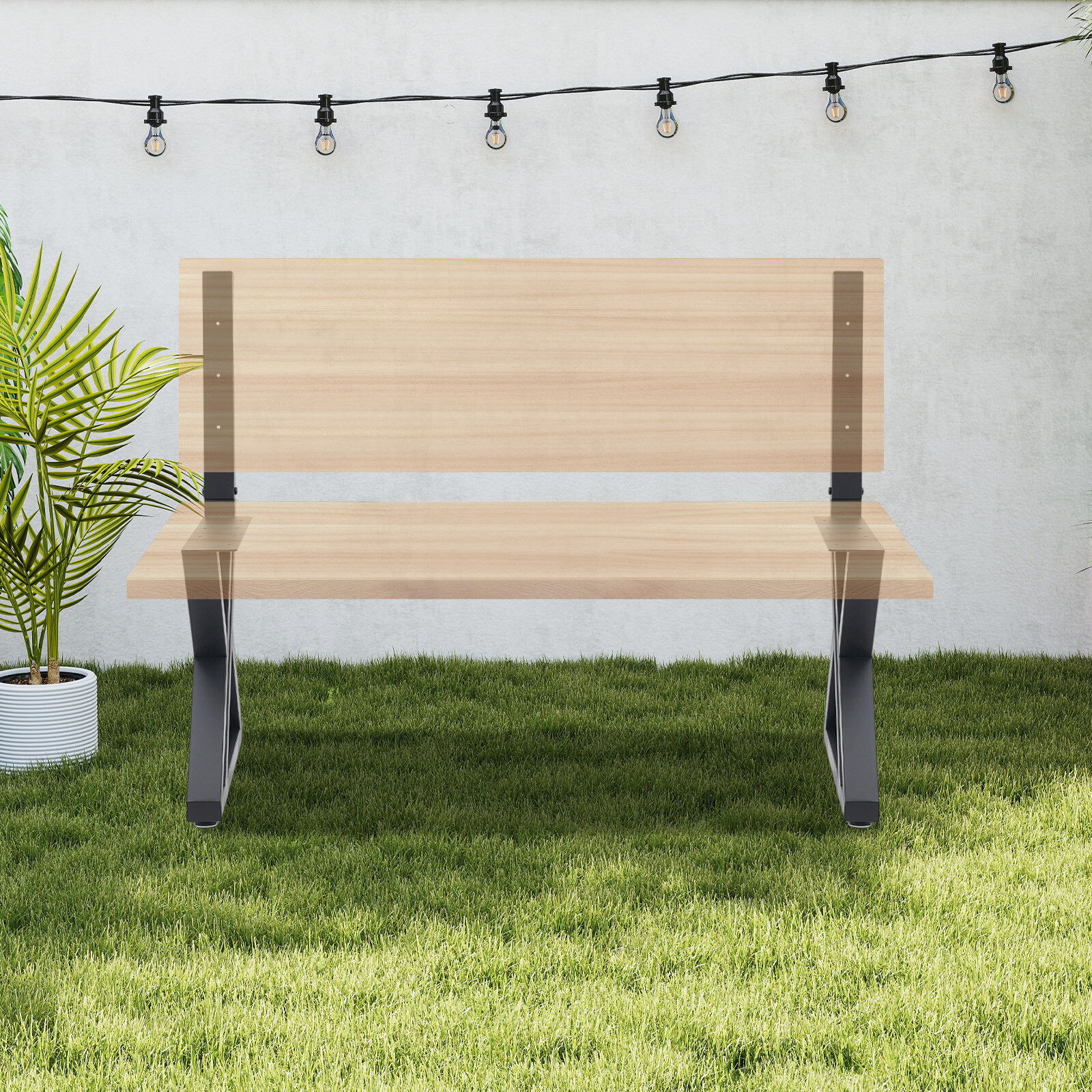2PCS Bench Legs Z-Shaped Bench Legs with Backrest Bracket Bench Legs BlackUS