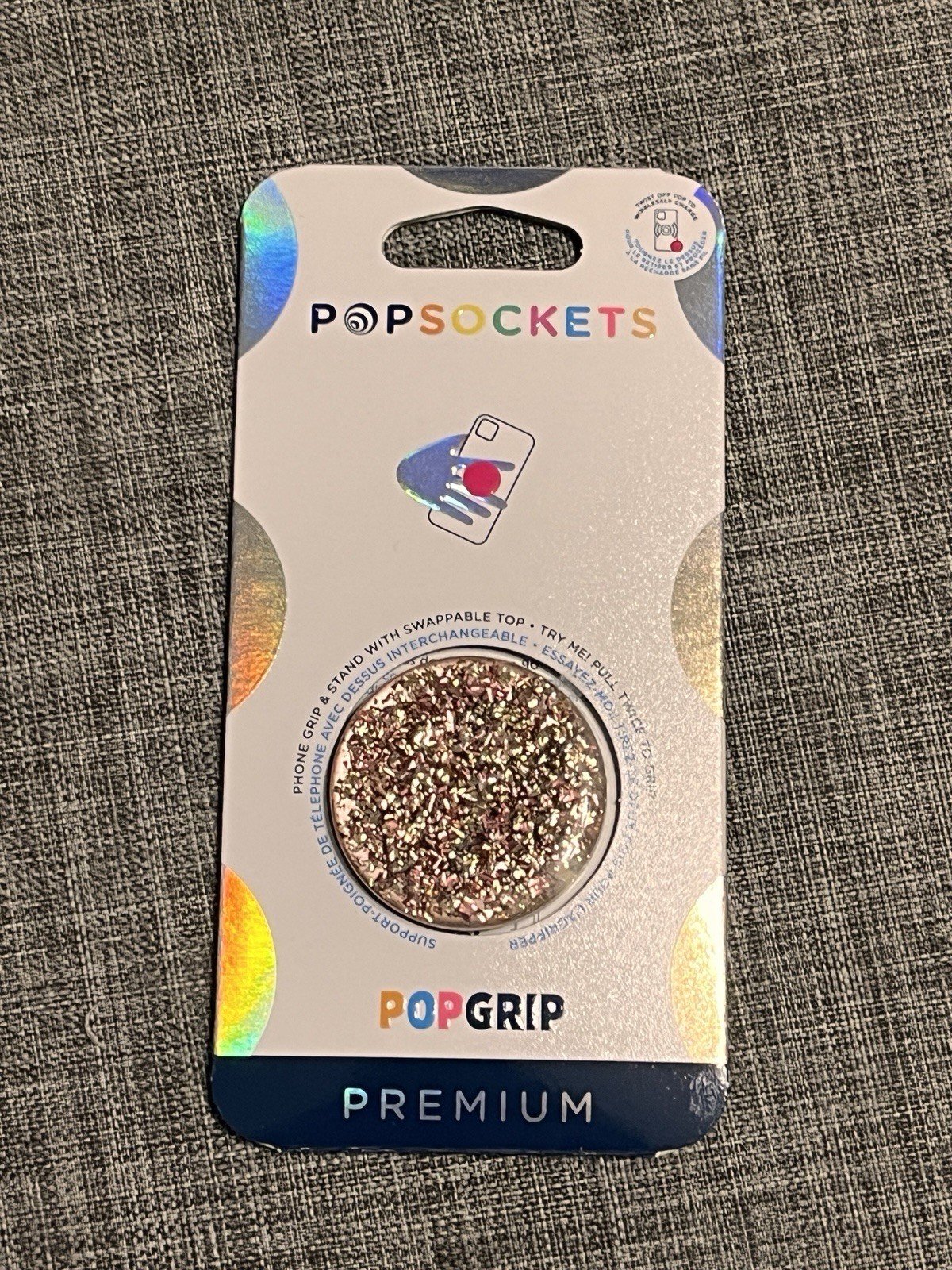 PopSockets PREMIUM PopGrip - Foil Confetti Rose Gold On White NEW