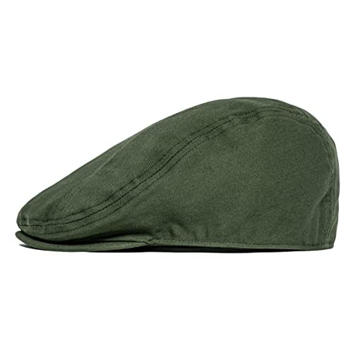BOTVELA Men Cotton Twill Newsboy Flat Ivy Driving Hat Fitted 7 3/8 Army Green
