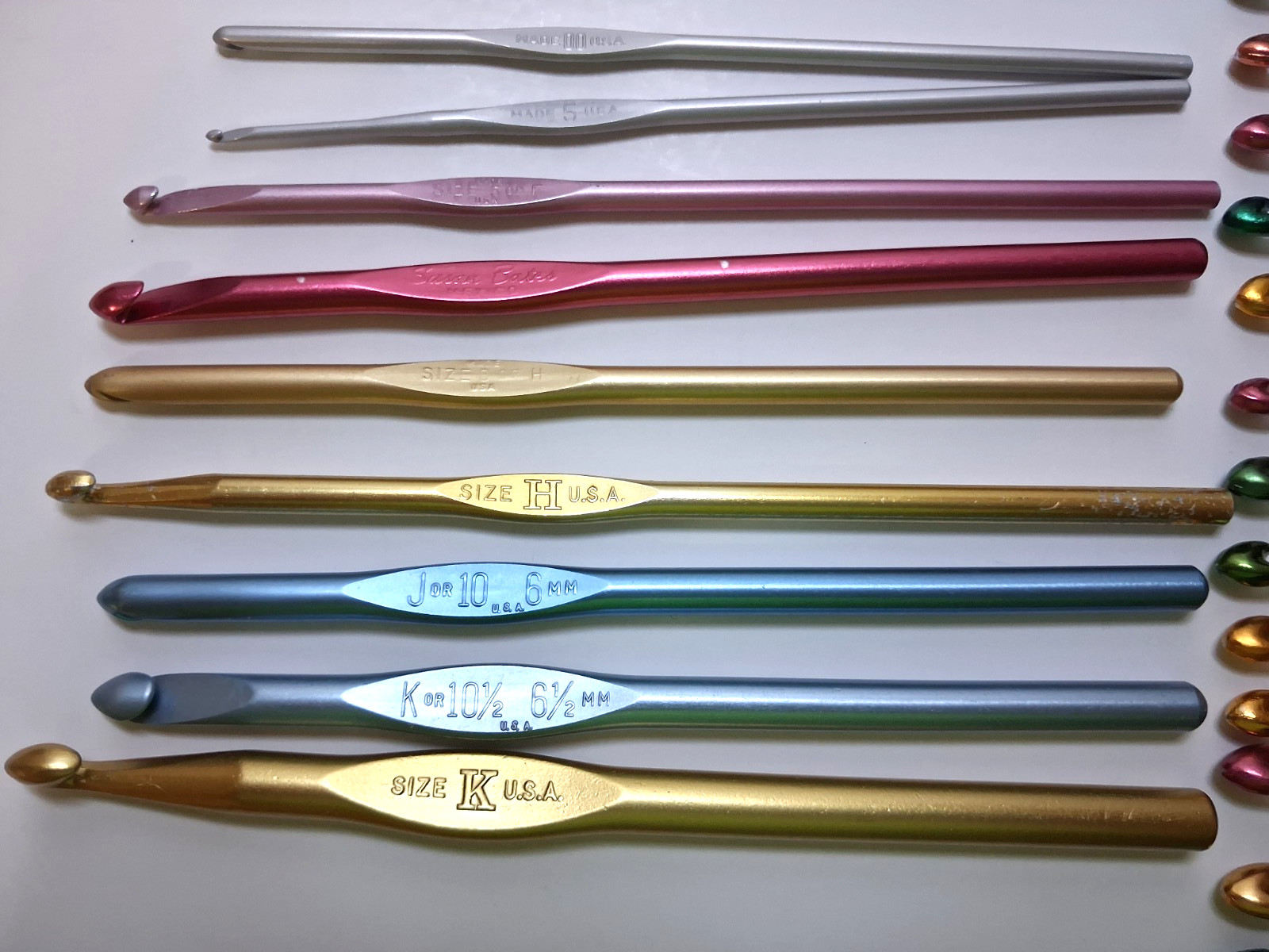 Vintage Crochet Hooks Lot of 42 Aluminum Bates, Boye Oxmoor