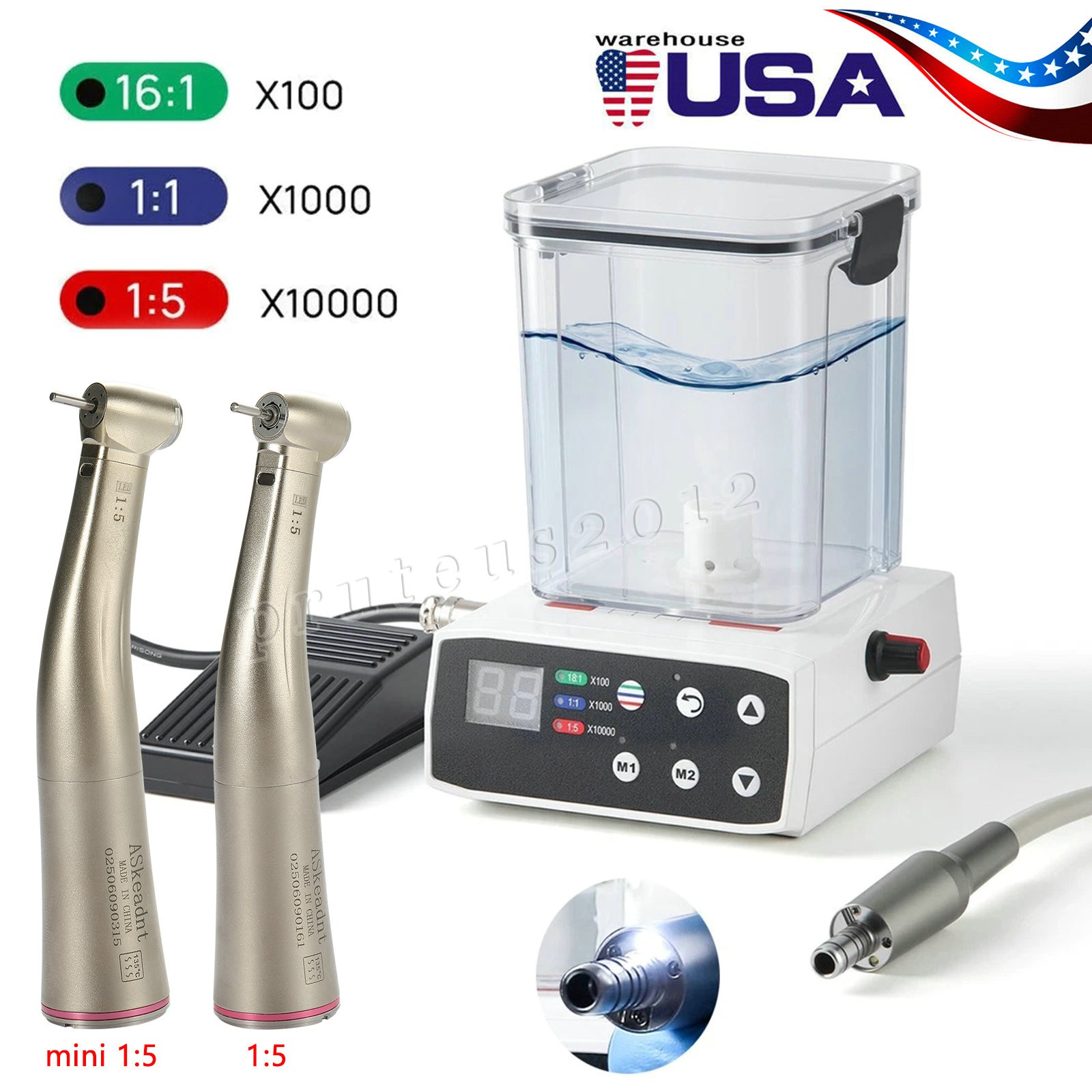 Dental LED Electric Motor System Water Tank / LED 1:5 Handpiece For Practice