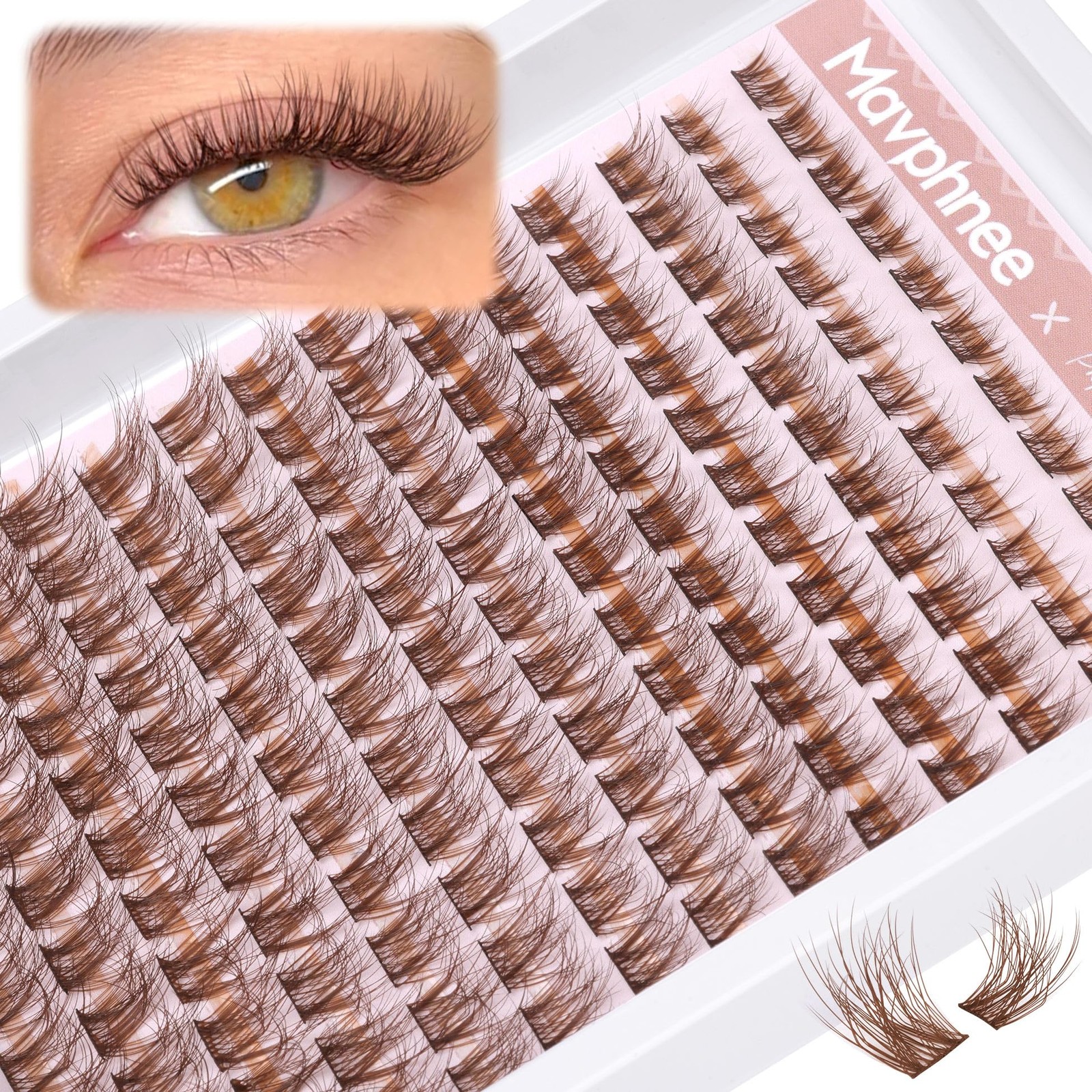Brown Lash Clusters Natural Extensions Wispy 1 count (Pack of 1),