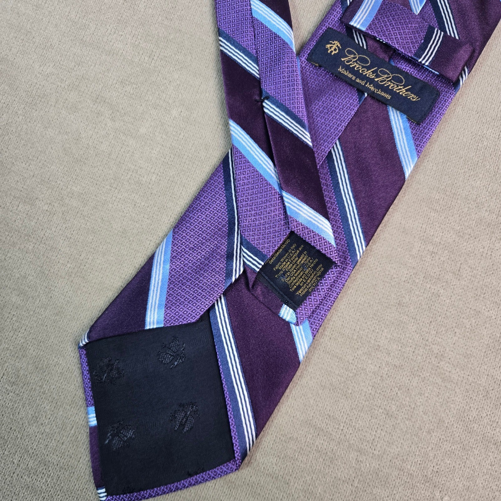 Brooks Brothers Makers Merchants Purple Silk Striped Repp Necktie Made in USA 60