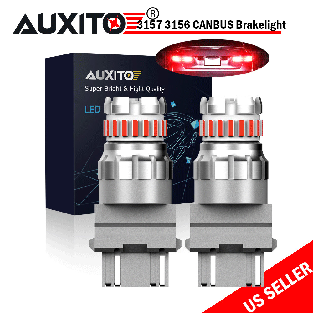 AUXITO 3157 3156 Canbus Red LED Brake Tail Stop Signal Light Bulbs Error Free EJ