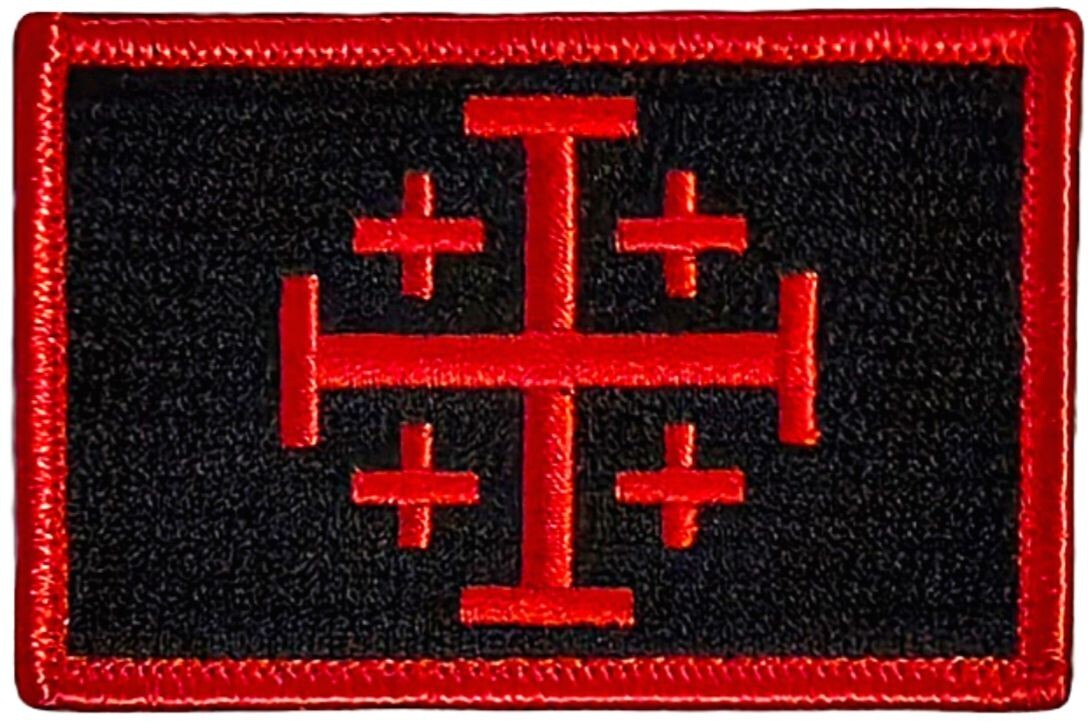 Jerusalem Cross Crusader Infidel Templar Knight Patch | 2PC HOOK BACKING 3"