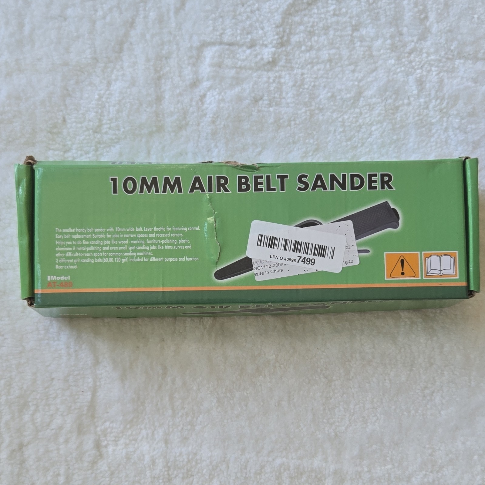 10mm Pneumatic Belt Sander AT-480, 90 psi, 101-300 L/min, Green