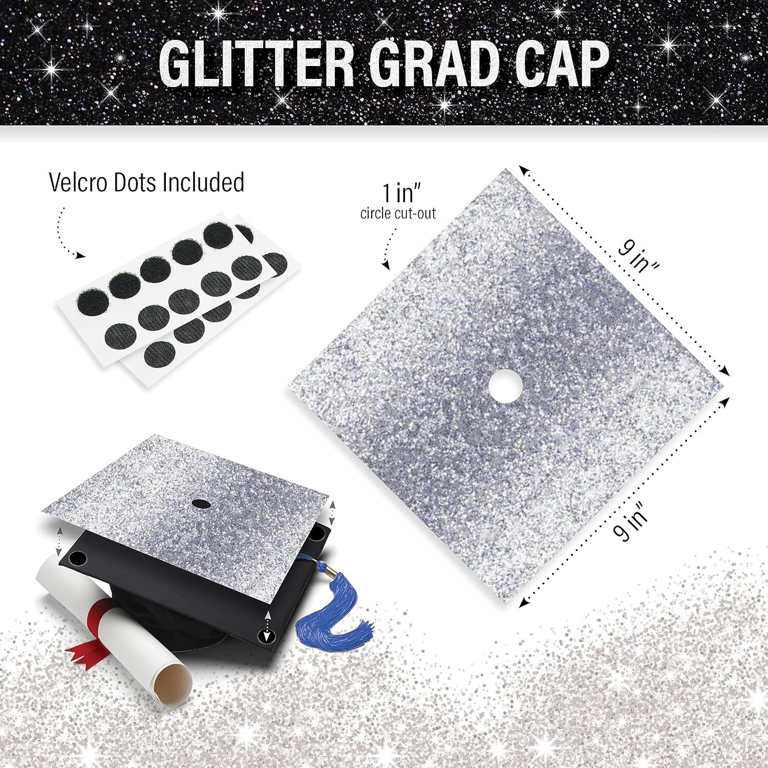 Glitter Heavyweight Premium Construction Paper for Grad Caps 4 Sheets DIY Gra...