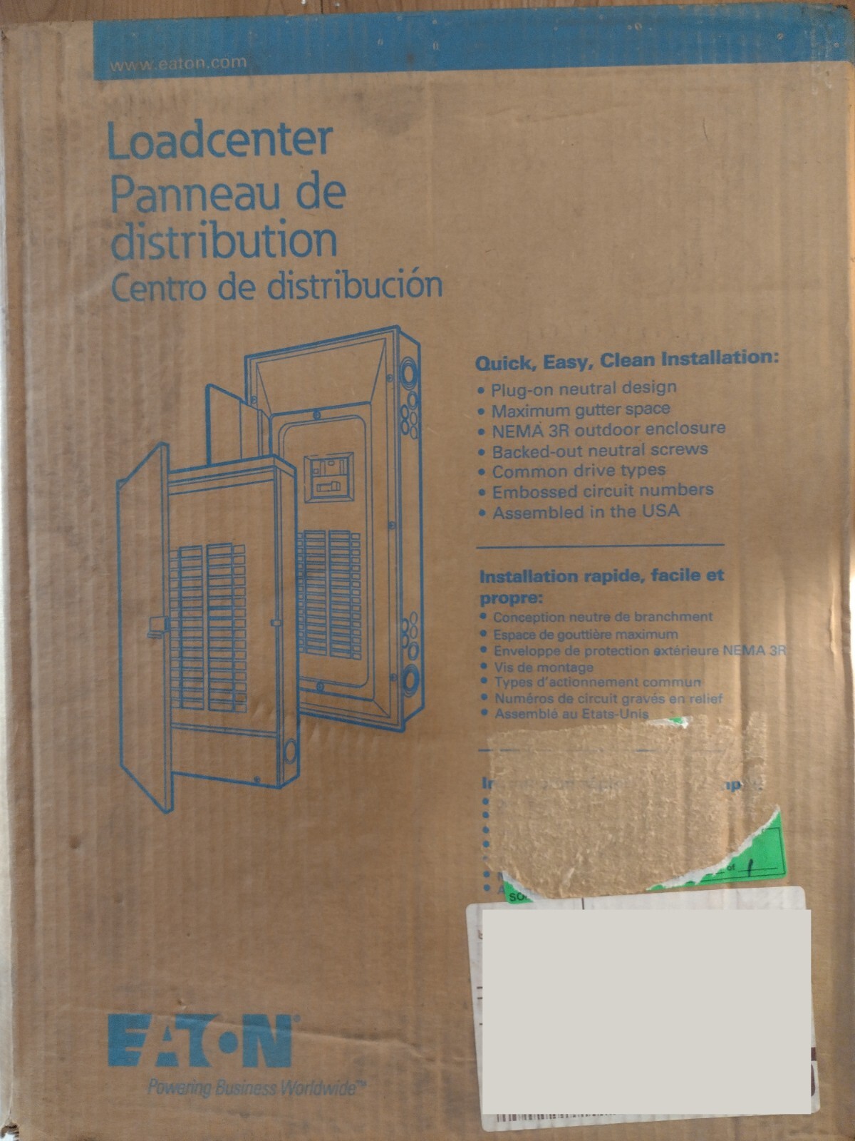 Eaton Cutler-Hammer BRP16L125R, 125A Outdoor Main Lug Panel w/Outdoor Cover