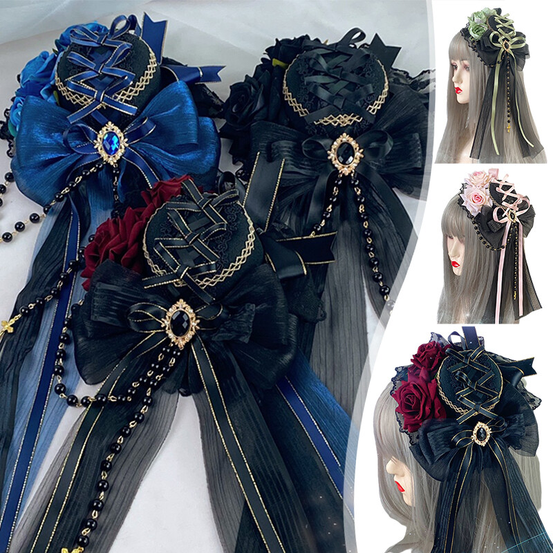 Lolita Headdress Gothic Dark Wild Elegant Flat Hat Small Hat Hair Accessories 1x