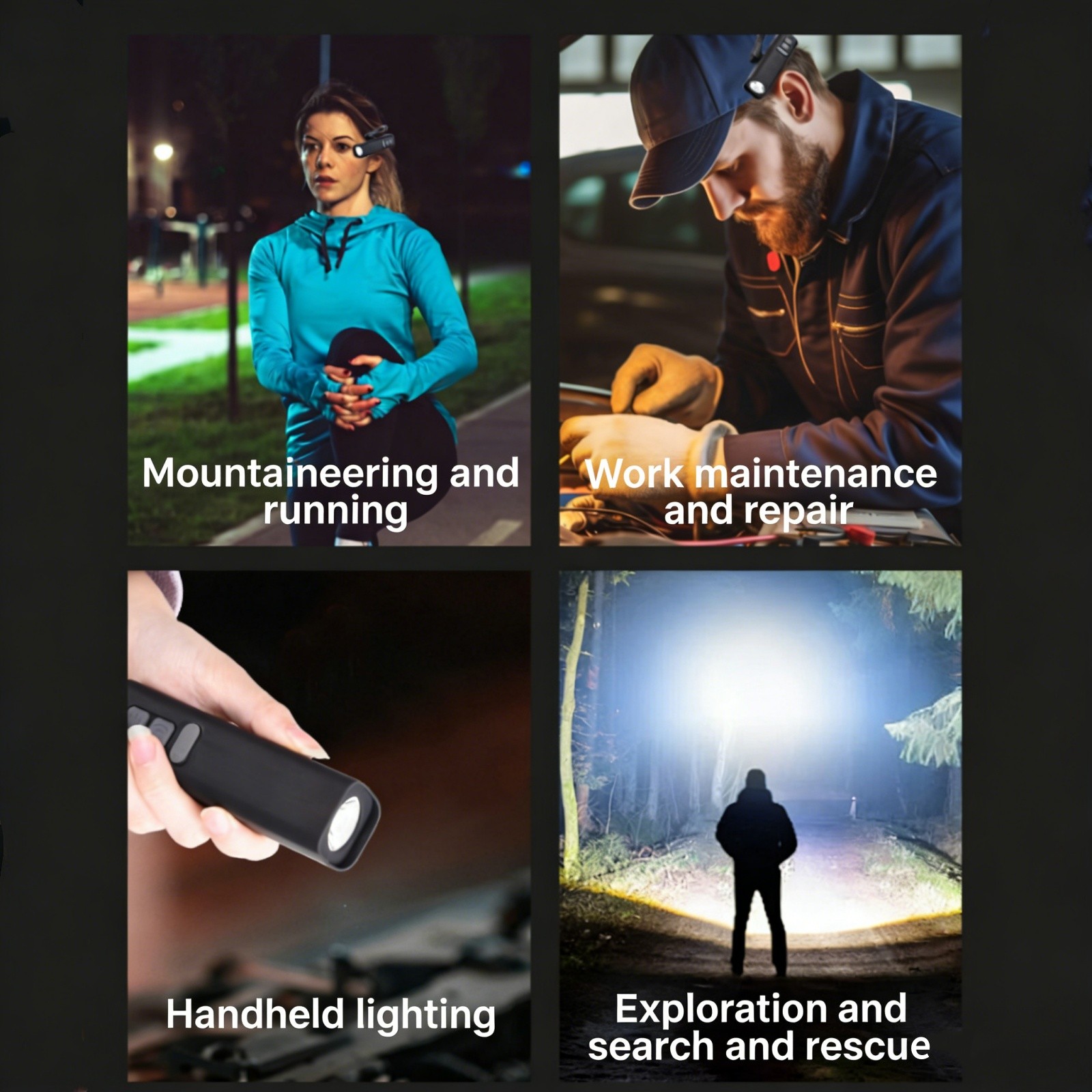 Ear Headlamp with Motion Sensor 1000mAh Battery Type-C Fast Charging USB-C