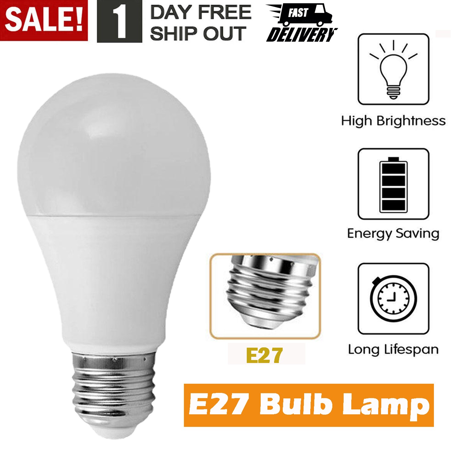 5W LED E27 Energy Saving Light Bulb Lamp Emergency Lights E27 Bulb Only