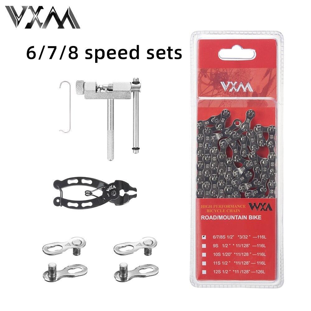 VXM Bicycle Chain 116L 6 7 8 Speed Ultralight Mountain Road Bike Chain links