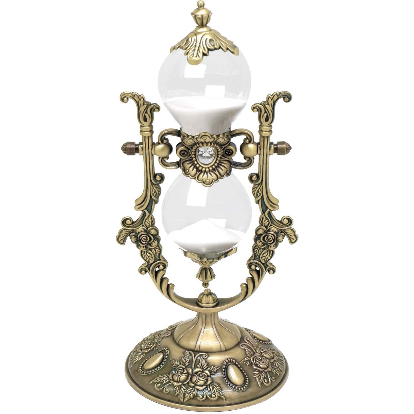 Vintage Hourglass Timer, 15 Minutes Hourglass Timer, Embossed White Sand Meta...