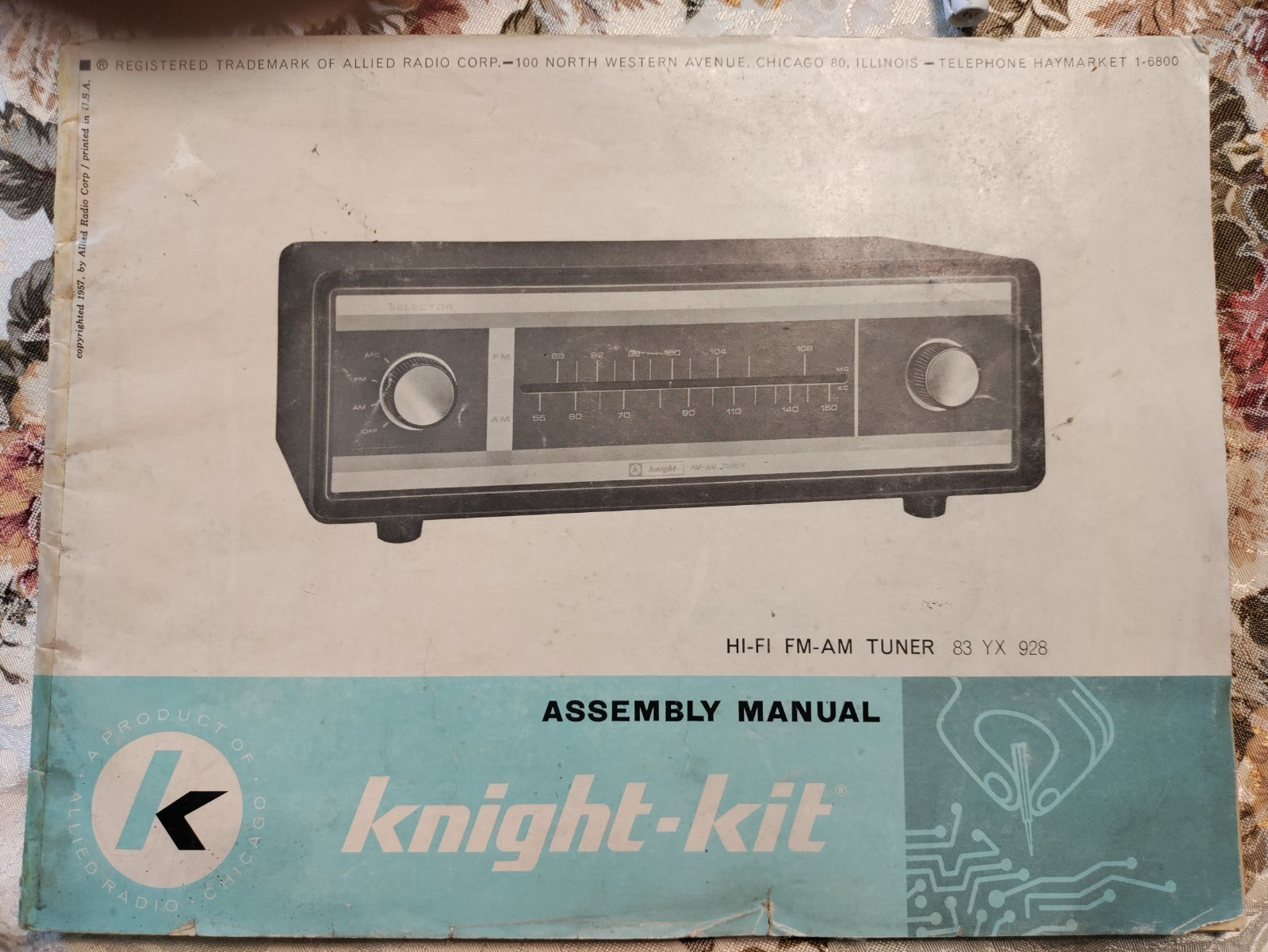 KNIGHT Assemly Manual 38K941 tube HiFi FM/AM tuner 83 YX 928 ALLIED RADIO 1957
