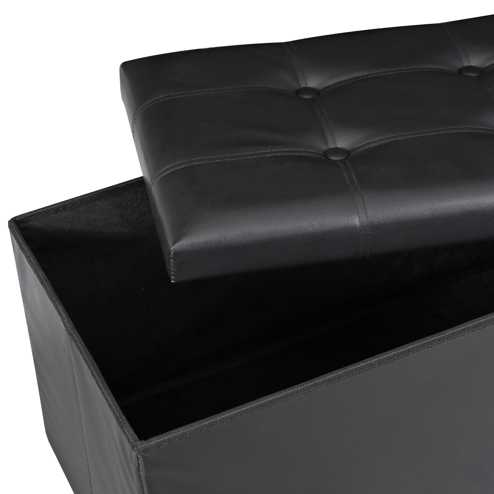 30" Folding Storage Ottoman Footstools MDF Frame Hallway Soft Seat Black