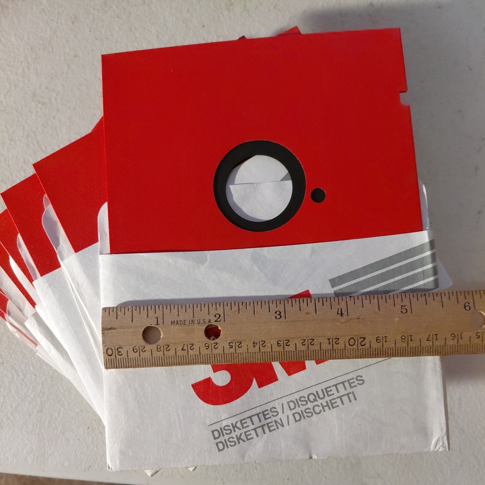 Lot of 40 Red 5.25-inch Blank Floppy Disks in Sleeves