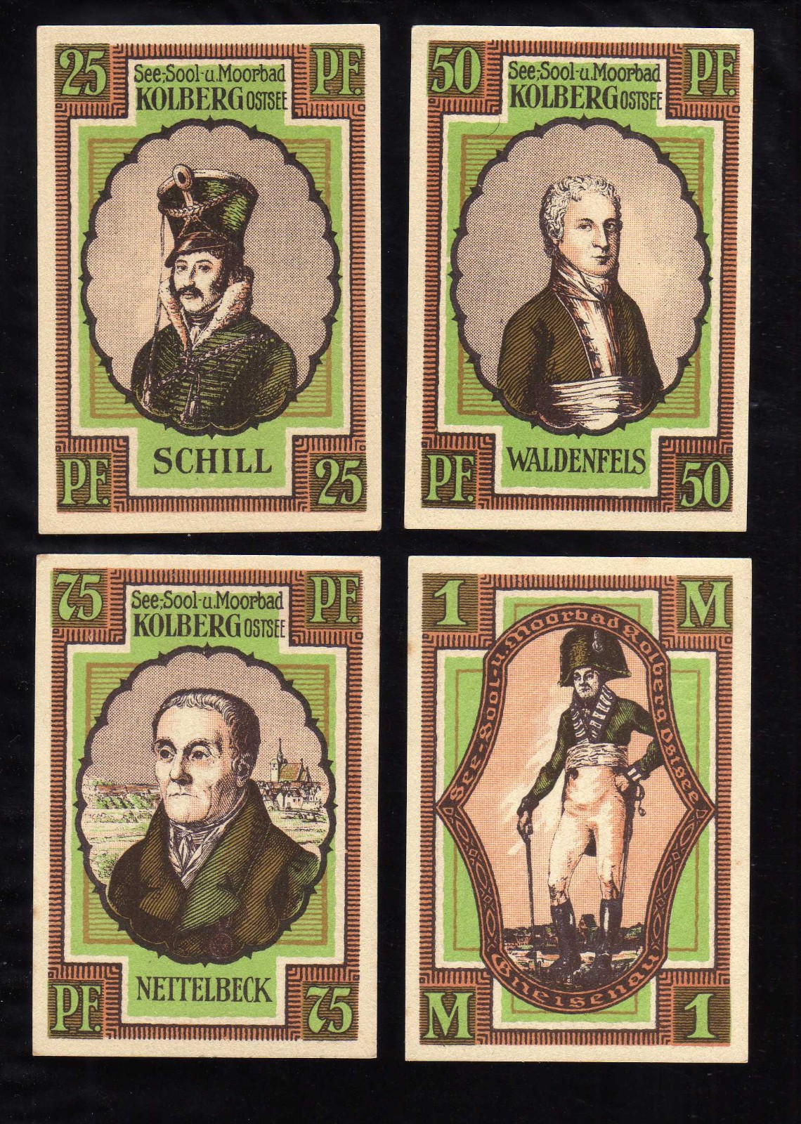 KOLBERG -  GERMANY NOTGELD - 25, 50, 75  PFENNIG, 1 MARK