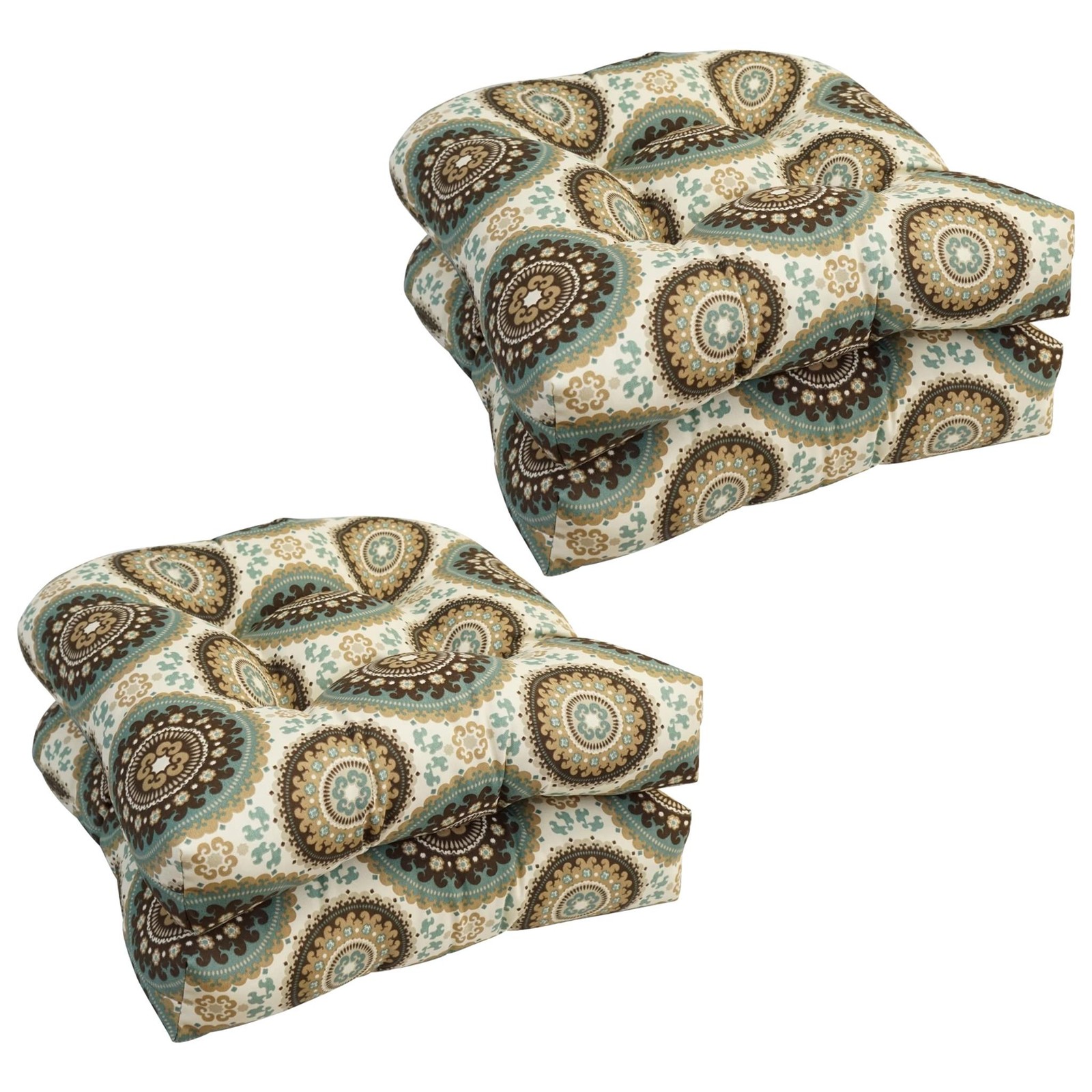 Blazing Needles Outdoor Rounded Back Chair Cushion, 19" x 19", Bindis Spray 4 Co