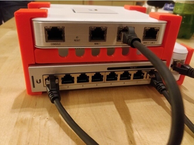 Stack Holder Mount for Unifi USG-3P Gateway, USW-8-60w Switch, UC-UCK Cloud Key