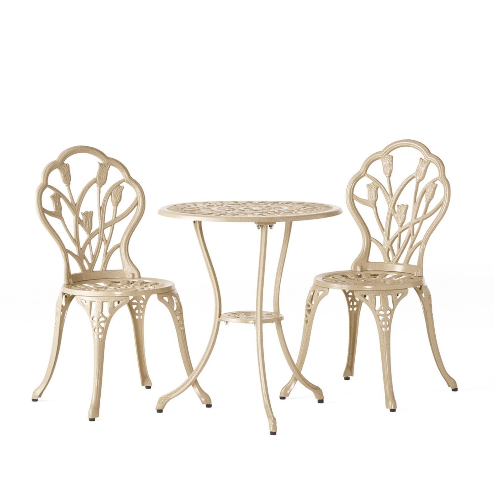Luxurious 3PC Bistro Set - Sturdy Cast Iron Frame with Classic Design for