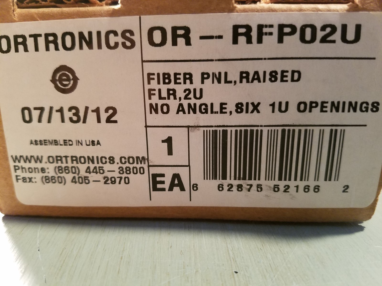 RFP02U Ortronics OptiMo Raised Floor Fiber Patch Panel 2U