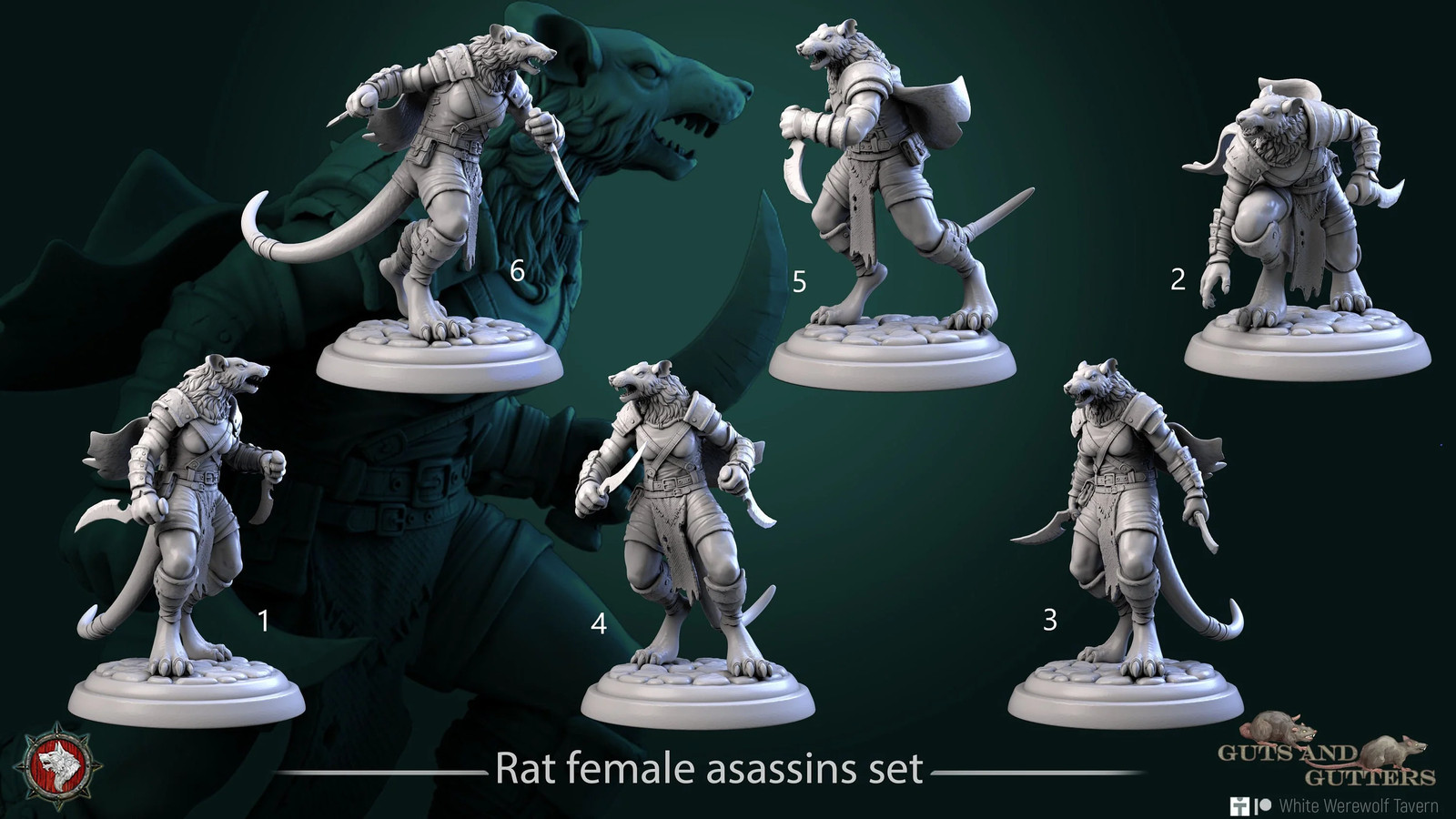 Rat Female Asassins Set (Set of 6) - 28mm Heroic - Resin Tabletop Miniatures