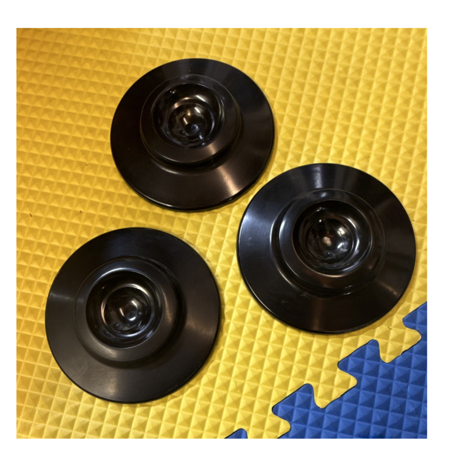 Set of 3 Black Plastic Grand Piano Caster Cups for Floor Protection