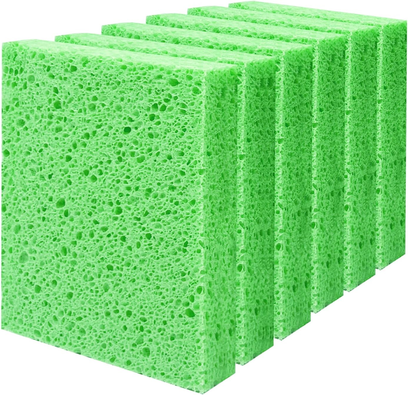 Cellulose Sponges, Large Size 4" X 6" X 1" - Heavy Duty Scrub Kitchen Sponge, Cl
