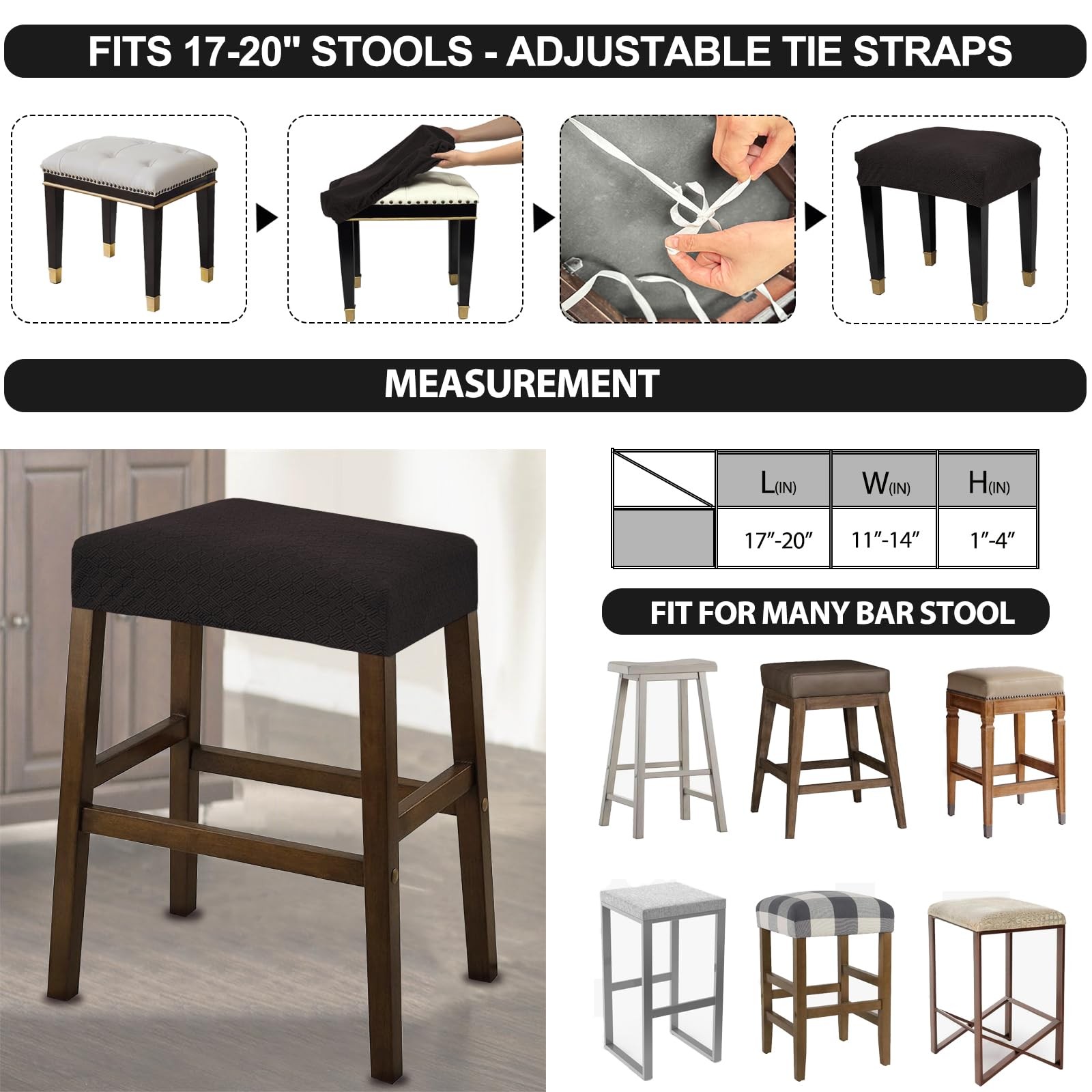 Bar Stool Covers Rectangle,Stretch Waterproof Saddle Seat Covers for Counter ...