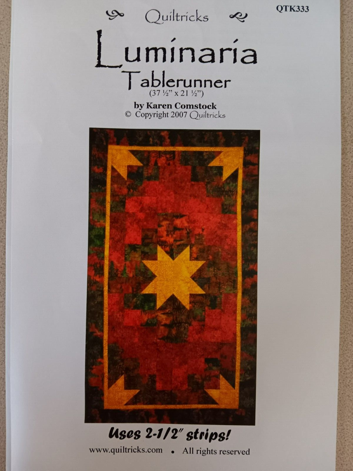 Quiltricks Quilt Pattern QTK333 Luminaria Table Runner Strip Pieced 37.5" x 20.5